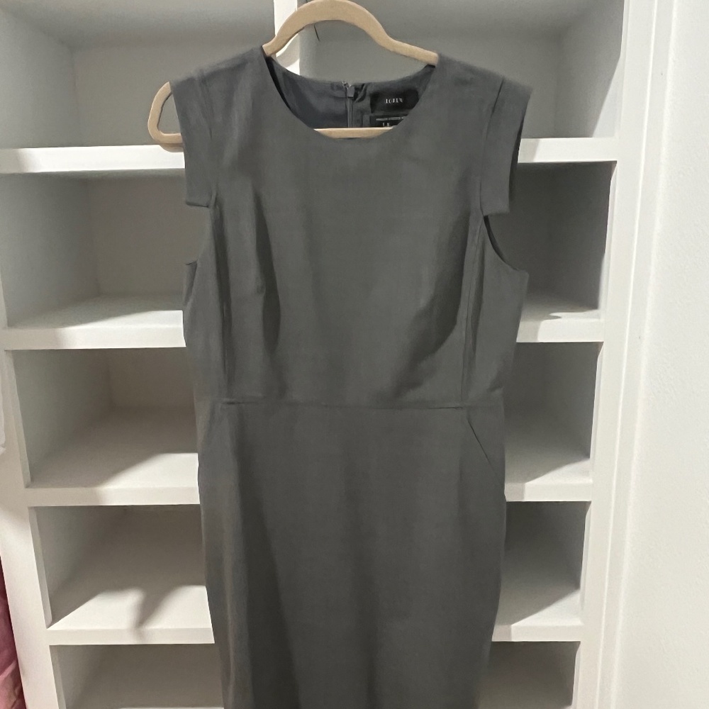 J Crew Gray Resume Dress Italian Stretch Wool Size 12